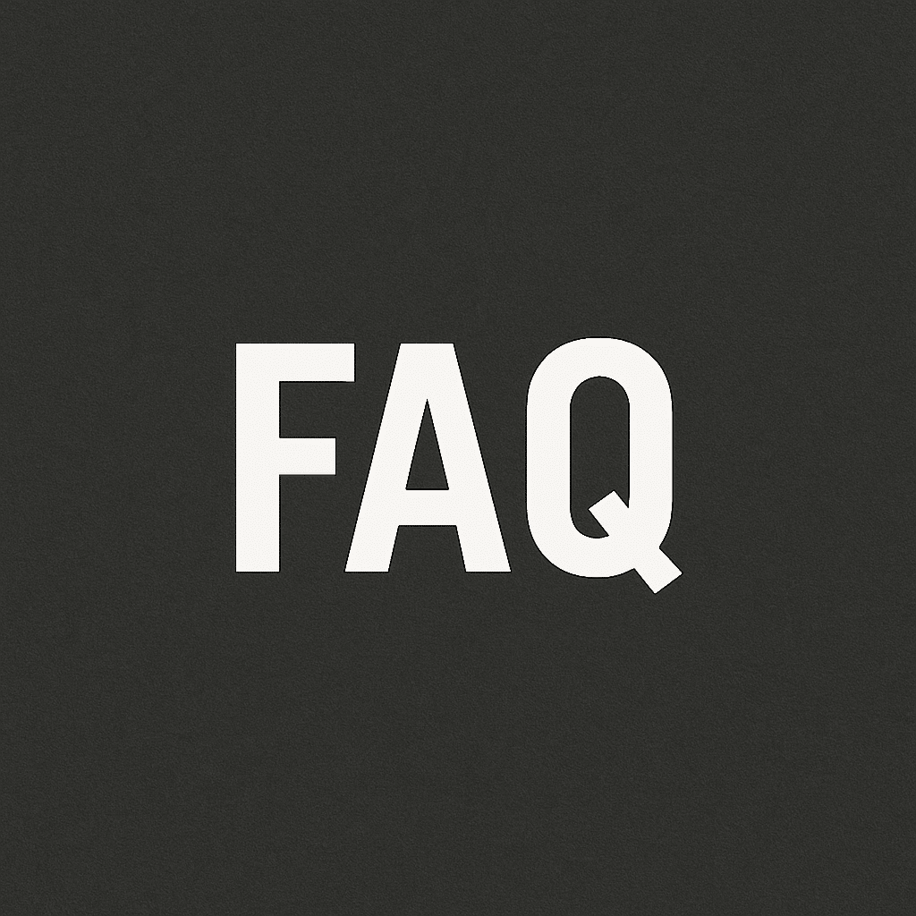 FAQ written with White Fonts on Black Background