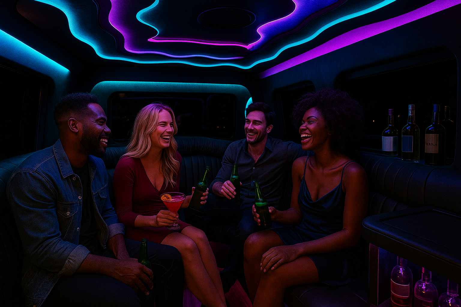 black party bus style interior